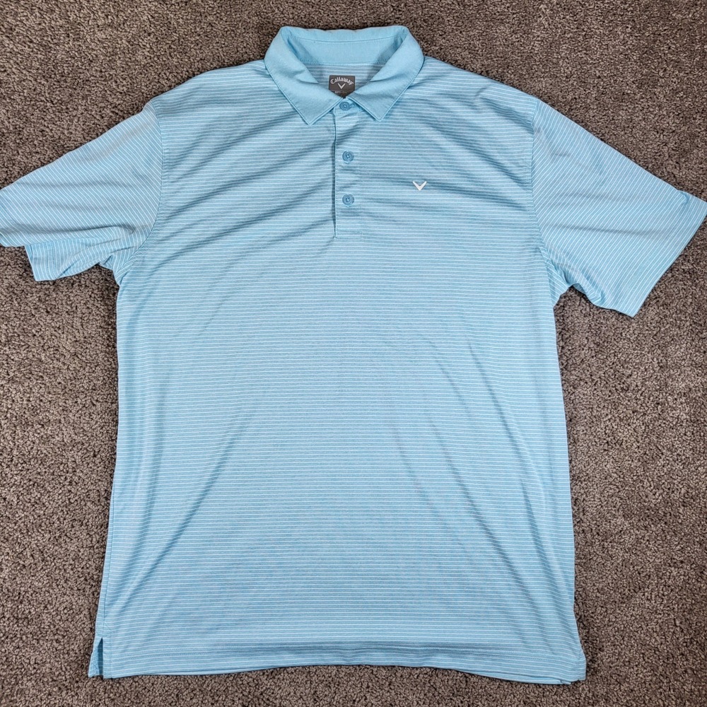 Callaway Opti-Dri Golf Polo Shirt Mens Large Blue Striped Performance